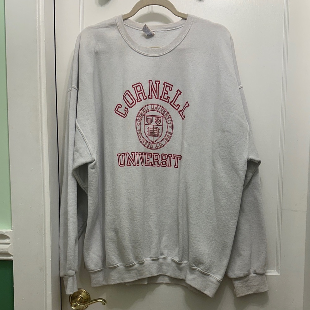 Jerzees Cornell University Crewneck Sweater - Gray and Red